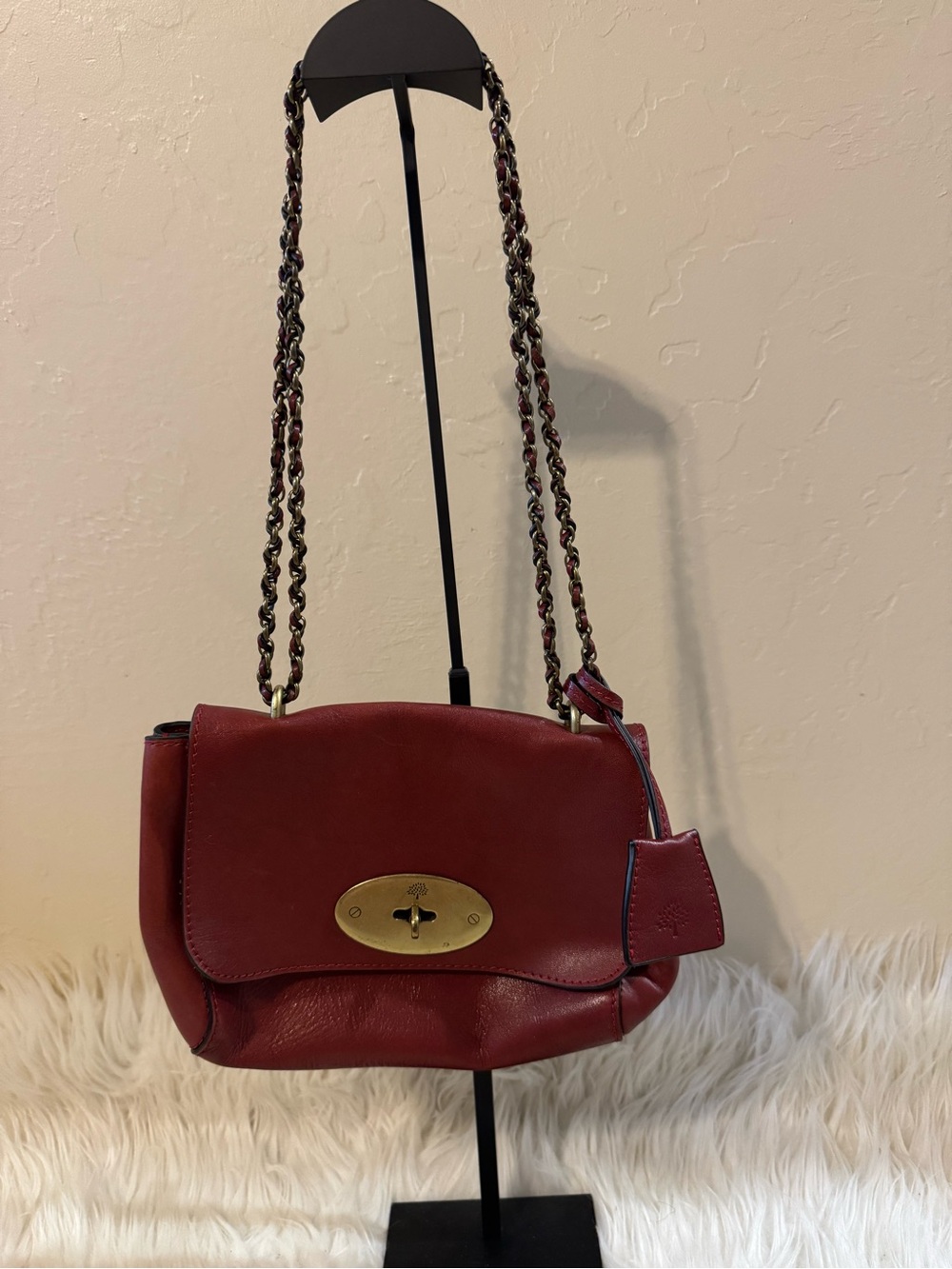 Mulberry burgundy Shoulder Bag with Chain Strap
